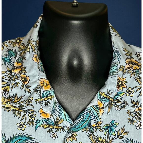 Hurley Hawaiian Shirt Mens Large Palm Tree Floral Aloha Surf Beach Button Up - Picture 4 of 11